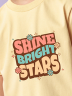 CIASARA boys graphic t-shirt in light yellow with colorful shine bright stars text and flower design