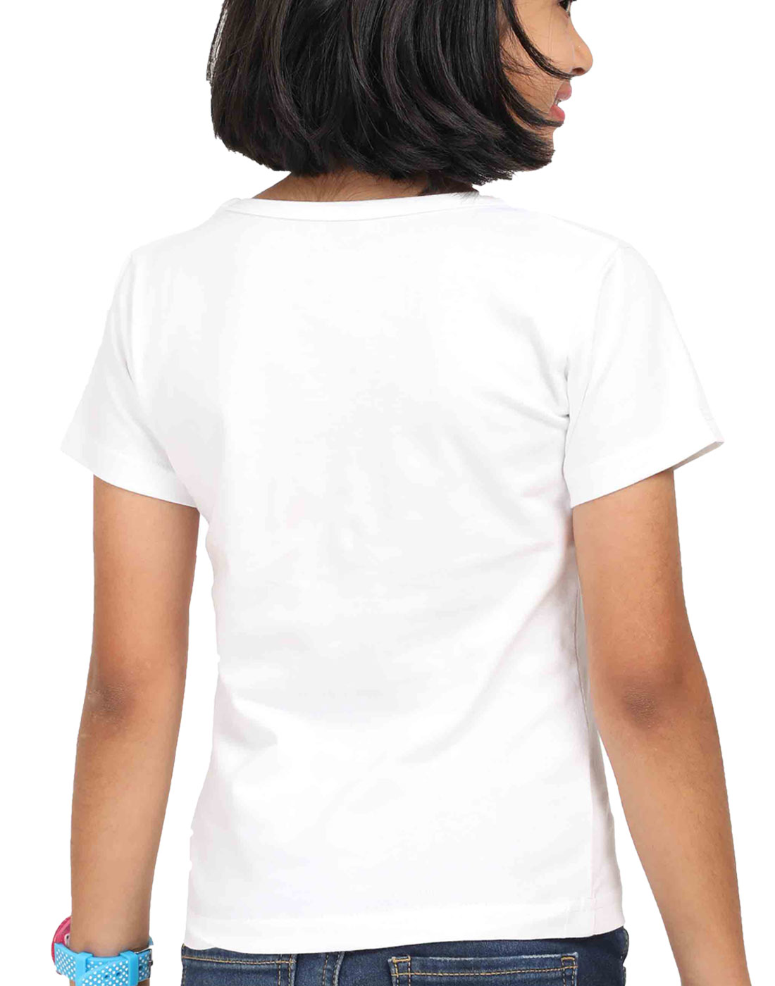 CIASARA girls white t-shirt with short sleeves viewed from the back cute graphic shirt for girls