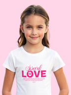 Girls white cute graphic shirt for girls with spark love pink text design by CIASARA