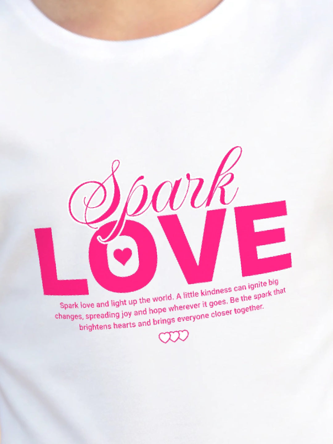 CIASARA cute graphic shirt for girls white t-shirt with pink spark love design and inspirational text
