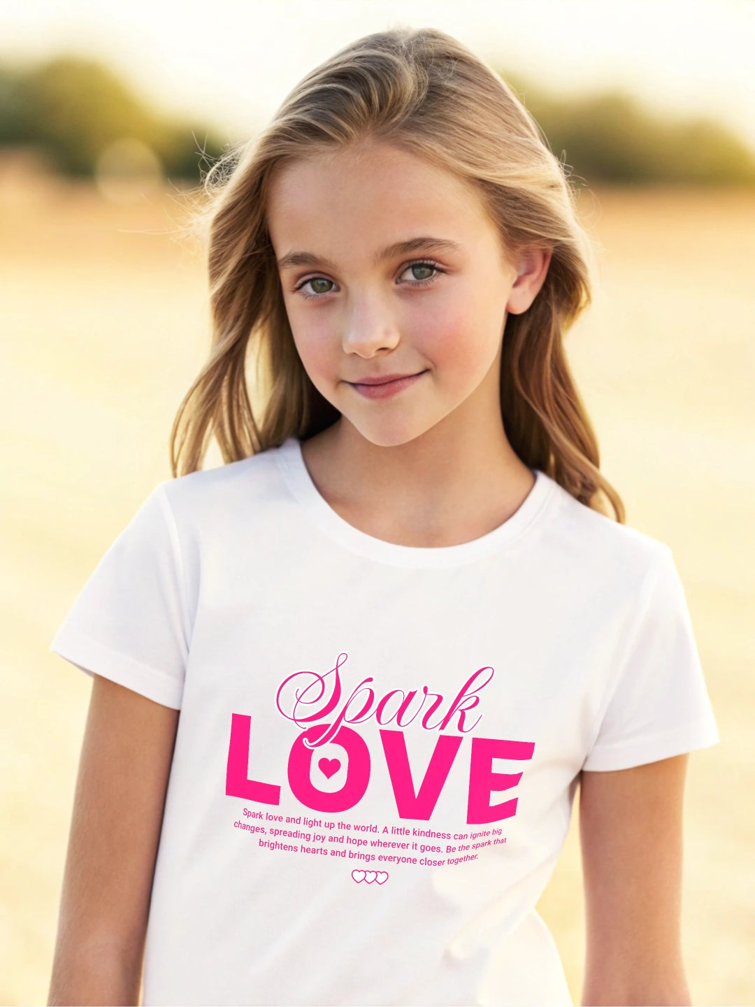 CIASARA cute graphic shirt for girls white tee with pink Spark Love text and heart design