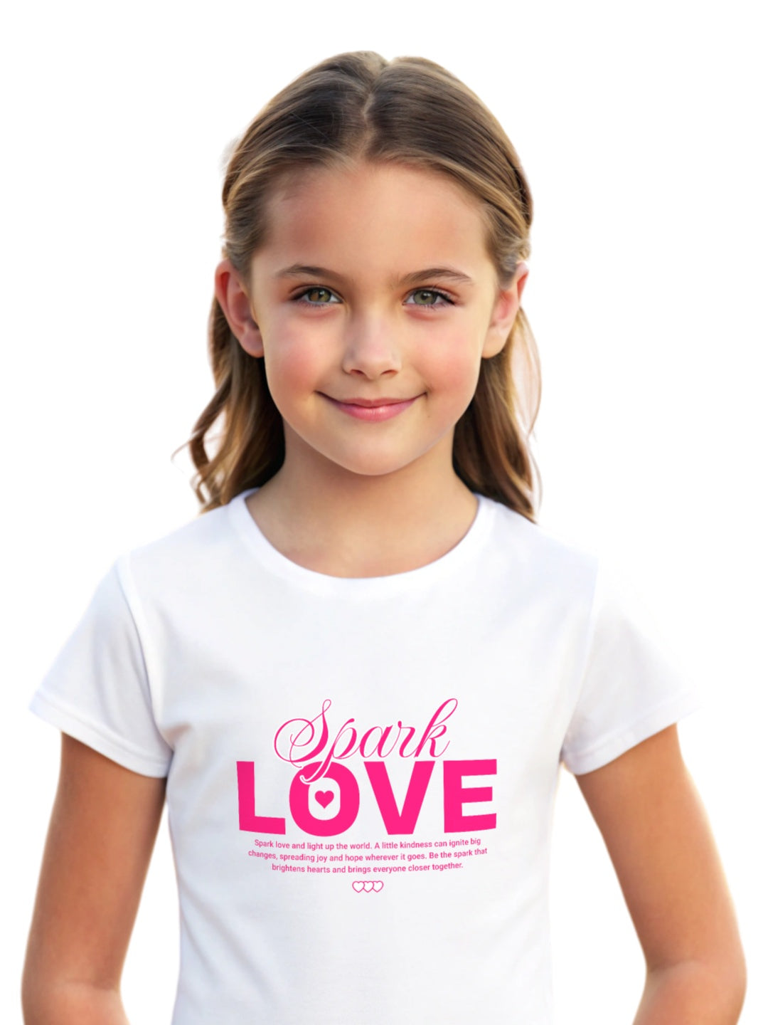 CIASARA cute graphic shirt for girls featuring white tee with pink Spark Love design