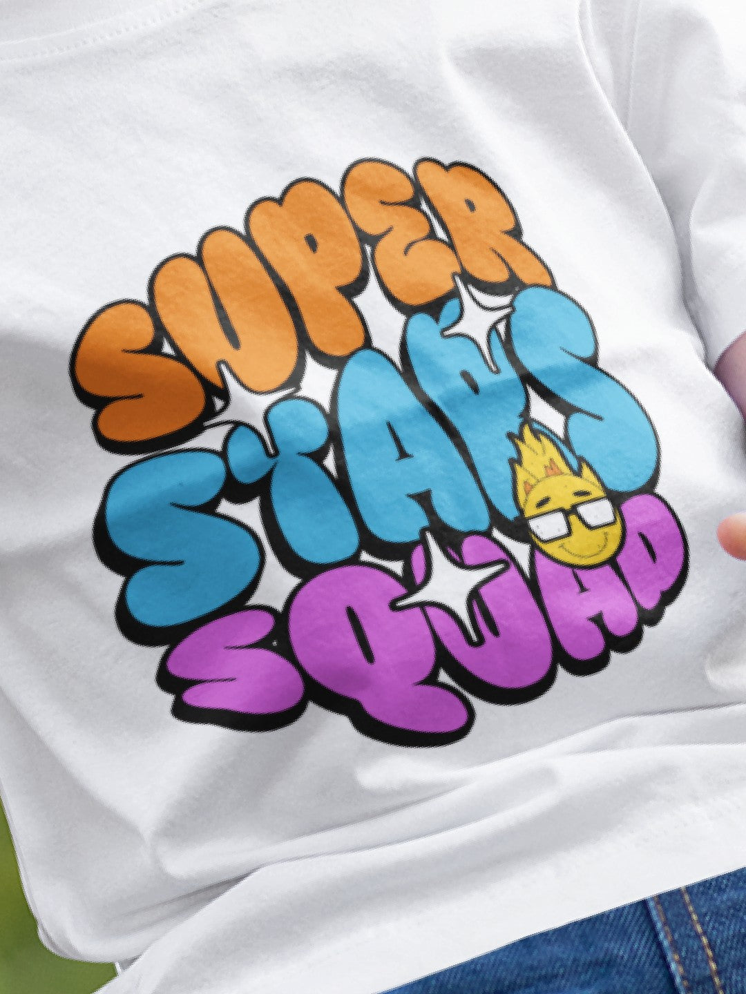 CIASARA funny cartoon t-shirt for boys with colorful super stars squad graphic design
