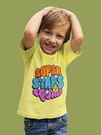 CIASARA funny cartoon t-shirt for boys in yellow with colorful Super Stars Squad graphic